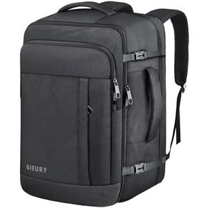 Gieury Carry On Backpack, 55L Travel Backpack, Luggage Backpack TSA Flight Approved Laptop Backpack for Men & Women, Large Expandable 40L Daypack Lightweight Business Weekender Bag, Black