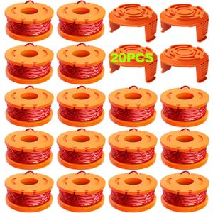20 Pack Trimmer Spool Line for Worx,(WA0010)Replacement Trimmer Spool Line for Worx,Trimmer Line Refills 0.065 inch for Worx,Suitable for Worx String Trimmers(16 Pack Grass Trimmer Line,4 Trimmer Cap)
