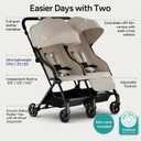 Mompush Lithe Double Stroller, Lightweight Side by Side, Infant & Toddler