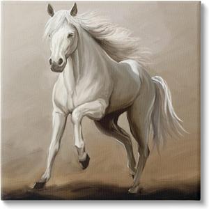 Stupell Industries Galloping Horse White Stallion Canvas Wall Art, Design by Ziwei Li (17L" x 17W")