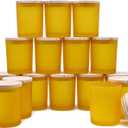 SHOWIN Thick Candle Jars for Making Candles 16 Pcs, 7 OZ Empty Jars with Wood Lids for Candle Making, Sample Container, Frosted Yellow