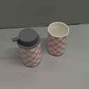 Pink Toothbrush Holder and Soap Dispenser Set, Ceramic Bathroom Accessory Set, Girly Bathroom Accessories Sets, Modern Cute Bath Room Decor for Girls Women-Checkered Pattern