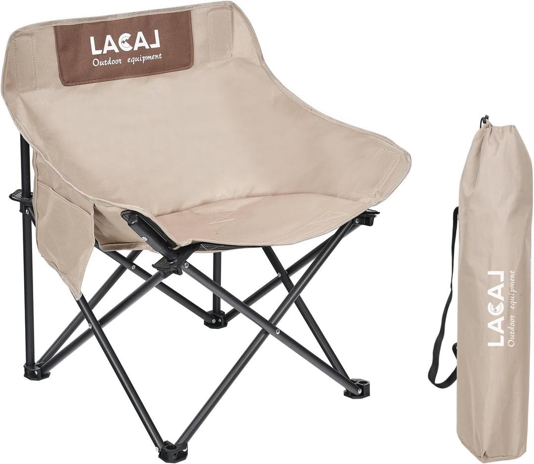 Portable Camping Chair, Outdoor Folding Chair, Oxford Cloth Backpacking Chair with Aluminum Frame,264lbs Support,No Installation Required (Khaki)