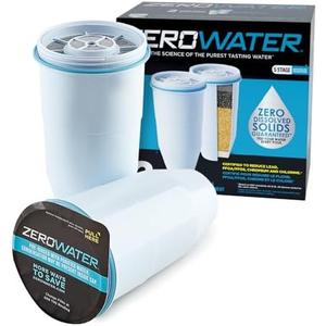 ZeroWater Official Replacement Filter - 5-Stage 0 TDS Filter Replacement - System IAPMO Certified to Reduce Lead, Chromium, and PFOA/PFOS, 2-Pack
