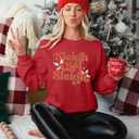 LUKYCILD Sleigh Sweatshirt Women Sleigh Girl Sweatshirt Casual Shirt Funny Long Sleeve Shirt (X-Large, Red-2)