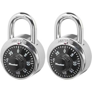 Master Lock Black Gym Locker Lock Combination Padlock, Indoor Combo Lock with Preset 3-Digit Code for Cabinets, Storage, 2 Pack, 1500T