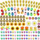 225 pcs Tiny Resin Bee Wooden Ladybug Daisy Flower Mushroom Decor, Bumble Bee Embellishment Epoxy Slime Charm Miniature Fairy Garden Accessories Figurines Micro Landscape Ornaments Scrapbooking