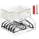 LOYIM Acrylic Safety Glasses and Glove Holder Dispenser- 2 Compartment Container with Lid Clear Safety Glasses Holder Glove Storage Case, Stand or Wall Mount for Lab Supply, 9 x 8.6 x 6.3 Inch