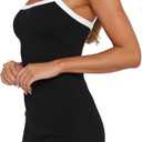 MISSJOY Women's 2026 Summer Ribbed Bodycon Casual Square Neck Sleeveless Tank Top Club Party Mini Dresses (Black, M)