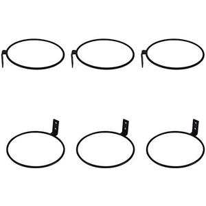 TQVAI 6 inch Flower Pot Holder, Wall Planter Ring Hanger, Wall Mounted Pot Hook Bracket, 6 Pack, Black