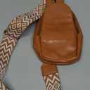 KlaOYer Sling Leather Bags For Women Crossbody Small Fanny Pack Purses Chest Bags With Guitar Strap For Gril Lady
