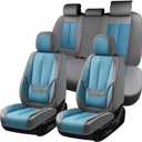 Coverado Seat Covers, Car Seat Covers Full Set, Leather Seat Covers for Cars, Car Seat Protector, Gray Car Seat Covers Front Seats and Back Seats Universal Fit for Most Cars Blue