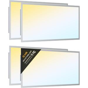 LED 2x4 Flat Panel Light, Drop Ceiling Lights Fixture, Selectable Features, 30W/40W/50W/60W/72W, 3000K/3500K/4000K/5000K/6500K, Dimmable (0-10V), for Office Kitchen, ETL Listed 4 Pack