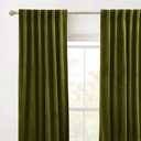 RYB Home Green Curtains 84 inches Long Plush Velvet Curtains, Thermal Insulated Darkening Window Drapes for Living Room Privacy Drapes for Guest Room, W52 x L84, 2 Panels