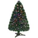 Goplus 3FT Pre-Lit Fiber Optic Christmas Tree, Premium Artificial PVC Xmas Tree with Metal Stand, for Indoor Holiday Decor