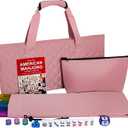 American Mahjong Set with Storage Bag, 166 White Tiles, 4 All-in-One Rack/Pushers, Mahjong Tiles Set (Ma Jong, Mah-Jongg, Majiang) (Nude Pink)