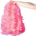 20Ft Iridescent Pink Christmas Tinsel Garland,Glittering Metallic Tinsel Twist Hanging Garland for Xmas Tree Wedding Home and Party Decoration