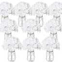 Scawim Flowers in Mason Jars for Table, 10 Set Artificial Hydrangea Table Centerpieces Glass Flowers Vases Decor for Home Party Wedding Farmhouse Bridal Shower Graduation Boho Decorative(White)