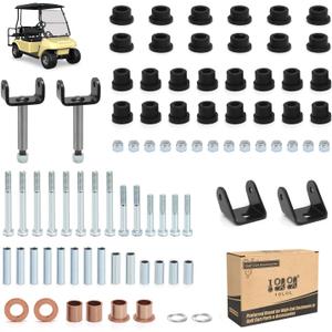 10L0L Golf Cart Deluxe Front and Rear End Repair Kit for Club Car DS 1992-Up Gas & Electric Models with Kingpins/Delta A Arm Bushings/Front & Rear Leaf Spring Bushings and Bolts/Clevis