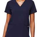 FIGS Casma Scrub Top for Women  Classic Fit, 3 Pockets, Four-Way Stretch, Anti-Wrinkle (Large, Navy)