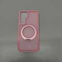 for Samsung Galaxy S25 Case with 360Rotatable Magnetic Ring Stand Compatible with Mag-Safe Military Protection Shockproof Matte Translucent Phone Cases for Samsung Galaxy S25,Pink