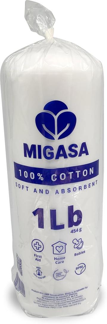 Cotton Roll 1 lb, 100% Natural Loose, Ultra Soft & Highly Absorbent, Hypoallergenic Cotton for Personal Care, Makeup Removal, Cleaning, Crafts, Baby & Skin Use