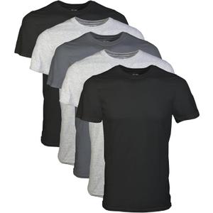 Gildan Men's Crew T-Shirts, Multipack, Style G1100, Black/Sport Grey/Charcoal (5-pack)