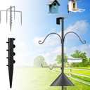 93 Inch Bird Feeder Pole, Outdoors Bird House Pole Kit for Smart Birds Feeder, Feeding Station Kits with Squirrel Guard Baffle, Bird Bath, Wild Birds Watching (Shape A)