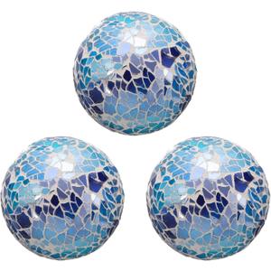 uxcell 3Pcs Decorative Glass Balls 2.36 Inch Orbs Centerpiece Balls Mosaic Glass Ball Sphere for Decor Bowls Vases Dining Table Party, Bright Blue