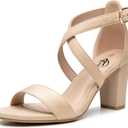 Trary Women's Sandal, White, Block Heel, Ankle Strap, Formal Occasion Attendees, Size: 7