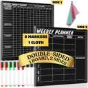 Double-Sided Magnetic Weekly Planner for Fridge with Monthly Budget Chart - Weekly Magnetic Calendar for Refrigerator and Monthly Bills Board - Easy to Use with Scratch-Free Magnetic Strips