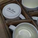theterra Ceramic Coffee Mugs Set of 4, 14.2oz Handmade Coffee Cups with Handle for Latte, Tea, Milk, Beer, Hot Cocoa, Bright White