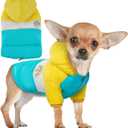 FUAMEY Puppy Puffer Jacket, Warm Padded Pet Snow Vest, Cute Windproof Dog Clothes, Waterproof Outdoor Lightweight Small Dog Hoodie, Chihuahua Poodles Yorkshire Pet Apparel S/12 (Yellow)
