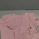 MISSJOY Womens Summer Short Sleeve Bodysuits Crew Neck Ribbed Petal Sleeve Stretchy Slim Fit Leotards Tops (Large, Pink)