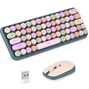 Kchibo 2.4G Wireless Keyboard & Mouse Combo, Portable%60 Small Typewriter Keyboard for Office PC Computer Laptop Desktop Windows (Green)
