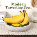 FNTSTICGOODS Travertine Decorative Bowl - 7.8 Diameter & 2 Height - Key Bowl for Entryway Table - Organic Modern Centerpiece - White/Gray