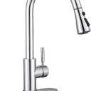 Stainless Steel 304 Kitchen Sink Faucet with Pull Down Spray Outdoor Kitchens Faucets Out Extension Utility Farmhouse for Sinks 1 Hole,Single Handle Rent Apartment Dorm