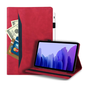 Case for Samsung Galaxy Tab A7 Lite 8.7 Inch 2021, PU Leather Stand Folio Cover with Pen Holder, Shockproof Protective Smart Cover Case for SM-T220/SM-T225, Red