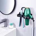 Hair Straightener Holder Wall Mounted Blow Dryer Holder, Blow Dryer and Curling Iron Holder, Bathroom Hair Dryer Straightener Holder, Salon Hair Tools Organizer Storage (Black)