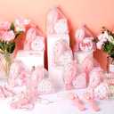 48 Pcs Gifts for Mother's Day Bow Party Favors Bow Mini Hair Brush and Little Compact Mirror with Inspirational Cards for Women Mom Girls Princess Coquette Party Favors(Cute,Pink)