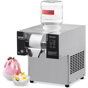 VEVOR Commercial Snowflake Ice Machine, 176.4LBS/ 24H Snowflake Ice Maker, Stainless Steel Ice Shaver Machine, Electric Snow Cone Maker, Air Cooling System for Rapid Heat Dissipation, for Bakery, Café