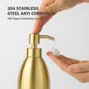 304 Stainless Steel Soap Dispenser 16oz Rust-Proof Liquid Soap Pump Bottle for Kitchen or Bathroom Countertop Hand Dish Lotion Leak-Proof (Matte Gold)