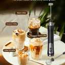 Rechargeable Milk Frother, Coffee Frother Handheld Wand, IP67 Waterproof Electric Foam Maker, High Power High-speed Drink Mixer Foamer for Matcha, Lattes, Cappuccino