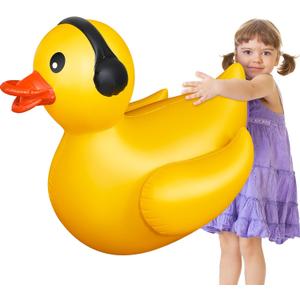 Hungdao 4 Feet Giant Inflatable Duck Pool Float Huge Funny Rubber Duck Large Blow up Inflatable Floatie for Summer Beach Swimming Pool Party Decoration (1 Pack, Earphone) Hungdao 4 Feet Giant Inflatable Duck Pool Float Huge Funny Rubber Duck Large Blow up Inflatable Floatie for Summer Beach Swimming Pool Party Decoration (1 Pack, Earphone)