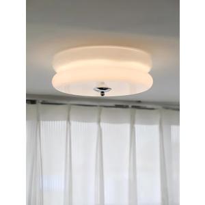 FCTWAKS 16 Inch Mid Century Modern Milk Glass Flush Mount Ceiling Light, 3CCT Selectable, Dimmable, Large Vintage Ceiling Light Fixture for Bedroom, Hallway, Entryway, 30W Led, ETL Listed, White