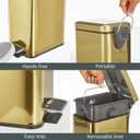 mDesign Slim Metal Rectangle 0.8 Gallon Trash Can with Step Pedal, Easy-Close Lid, Removable Liner - Narrow Wastebasket Garbage Container Bin for Bathroom, Bedroom, Kitchen, Office - Soft Brass
