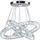 CXGLEAMING LED Chandeliers Modern Ceiling Light Fixture 3 Rings Adjustable Crystal Pendant Light Fixture Ceiling Hanging for Living Room Dining Room Bedrooms Hall 250mm Base 209 Crystals (Cool White)