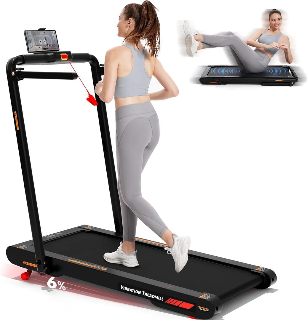 Sperax Walking Vibration Pad Treadmill with 6% Manual Incline,Portable Folding Treadmills with Handle Bar,750W 265lbs Capacity,Under Desk Treadmill with LED Display&Remote Control for Home