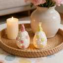 WDS WONDROUS Light Up Easter Decorations Bunny and Egg Figurines Set, LED White Easter Spring Home Decor, Ceramic Rabbit Egg Sculpture for Farmhouse Tabletop Centerpiece Wedding Gifts 2PCS