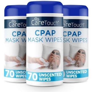 Care Touch CPAP Wipes - Unscented | CPAP Cleaner | 3 Packs of 70 Unscented Mask Cleaning Wipes - 210 Total